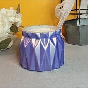Rain Kissed Candle (9oz) with Metallic Purple Paint on Tall Texture Concrete